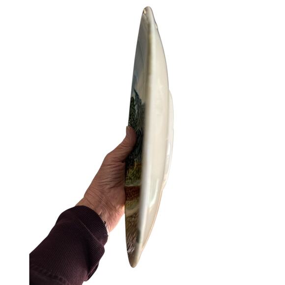 Vintage Schramberg Majolica Relief German Mountain Chalet 9” Plate - Picture 5 of 10